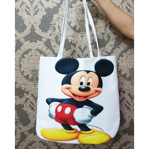 Körfez Kırlent Mickey Mouse Baskılı Kumaş Heybe Çanta