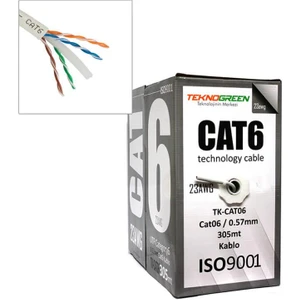 TK-CAT06 305M Cat6 0.57MM Cca Kablo Gri