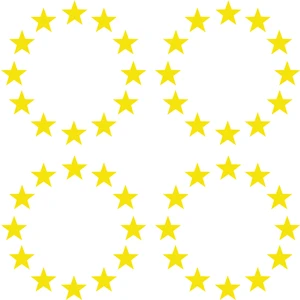 Quart Aksesuar 3 x 3 cm Plaka Ab Yıldızı Sticker Oto Araba Sticker 4 Adet