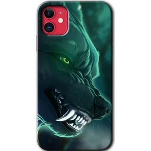 Bera Aksesuar iPhone 11 Kılıf Hd Desen Baskılı Arka Kapak - Yeşil Kurt