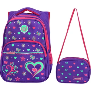 Waddell Çanta Mor Kalpli Ilkokul Çantası - Waddell Bag Kız Okul Sırt Çantası