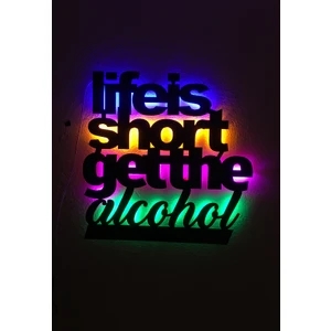 Life Is Short LED Işıklı Ahşap Tablo 50X50CM