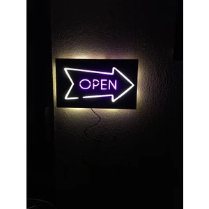 Open LED Işıklı Ahşap Tablo 50X21CM