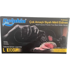 Siyah Nitril Eldiven Pudrasız (L) 20 Pk x 100 Adet (Koli)
