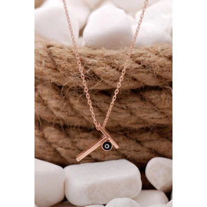 Sümer Telkari T Harf Nazar Boncuklu Rose Gümüş Kolye 81