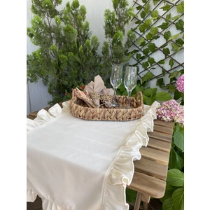 Vintage Tam Fırfırı Runner Kadife Dokulu