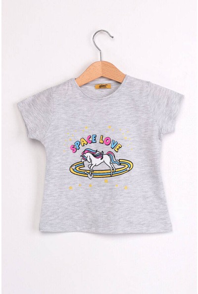 Almi Çocuk Space Love Baskılı Tshirt | Gri