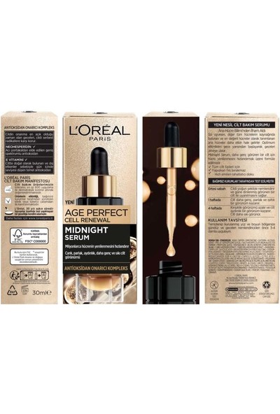 L'Oréal Paris Midnight Serum Cilt Yenileme & Cilt Görünümü Canlandırma Etkili- 30 Ml