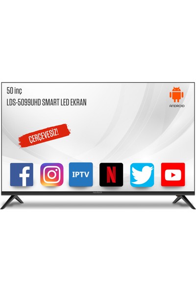 Navitech LDS-5099UHD 50" 127 Ekran 4K Ultra HD Android Smart LED TV (Çerçevesiz)