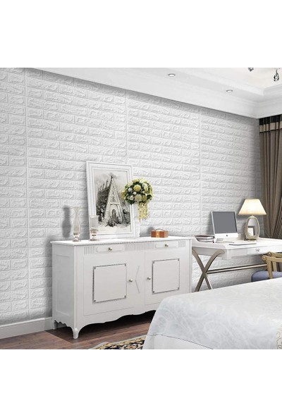 Renkli Duvarlar Kendinden Yapışkanlı Esnek Köpük Duvar Kağıdı Paneli 3D Boyutlu Tuğla Desen