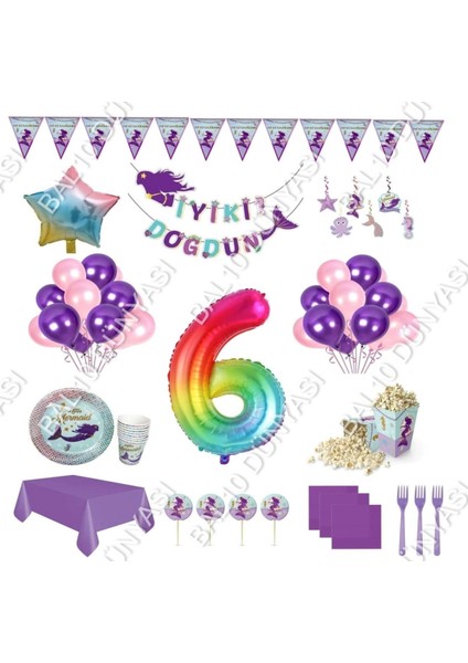 Deniz Kızı Teması Doğum Günü Seti 6 Yaş