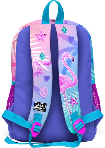 Coral High Kids Dört Bölmeli Okul Sırt Çantası Lavanta Pembe Flamingo Desenli 23705 fırsatları