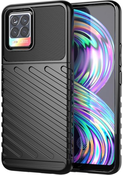 Realme 8 Thunder Serisi Darbeye Dayanıklı Silikon Kılıf - Siyah