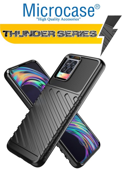 Realme 8 Thunder Serisi Darbeye Dayanıklı Silikon Kılıf - Siyah