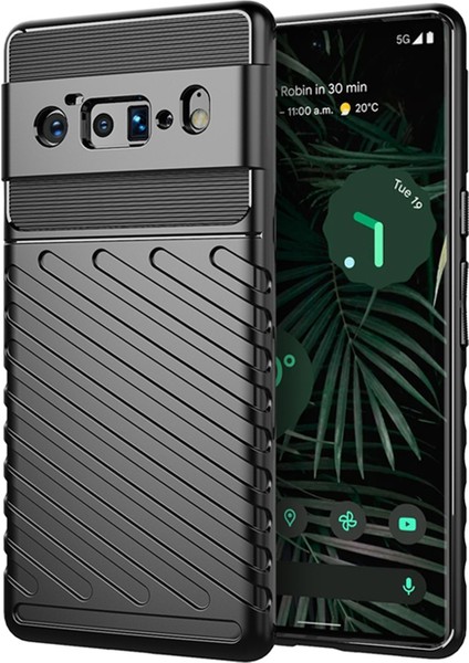 Google Pixel 6 Pro Thunder Serisi Darbeye Dayanıklı Silikon Kılıf - Siyah