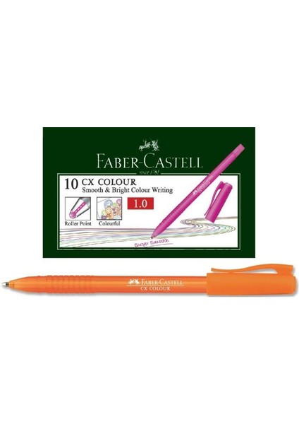 Faber Castell Cx Colour Renkli Tükenmez Kalem Turuncu 10'lu Kutu