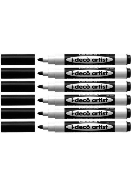 Fibracolor I-Deco Artist Dekorasyon Kalemi 6 Adet Siyah