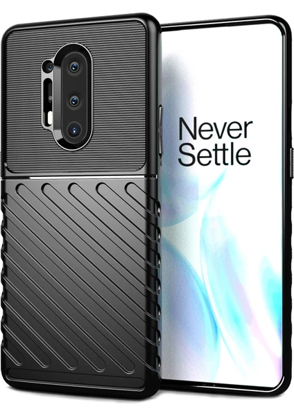 Oneplus 8 Pro Thunder Serisi Darbeye Dayanıklı Silikon Kılıf - Siyah