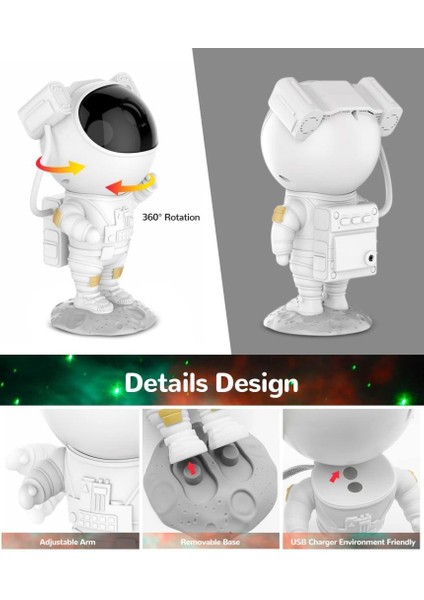 Yıldız Projektör Astronot Galaksi Işık