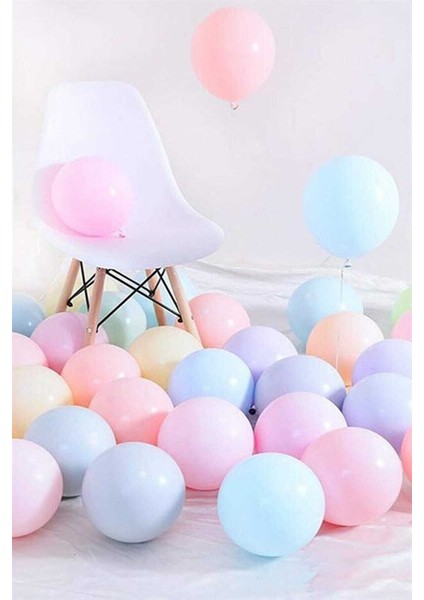 10 Adet Karışık Makaron Balon-Soft Balon-1 Kalite Karışık