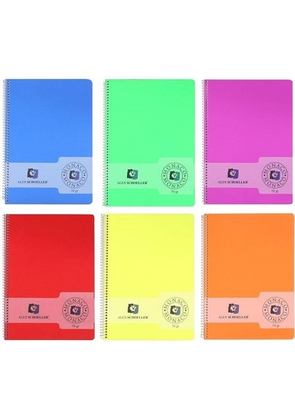 Alex Schoeller Pp Kapak Spiralli Defter 70 gr A4 200 Yp Çizgili+Kareli