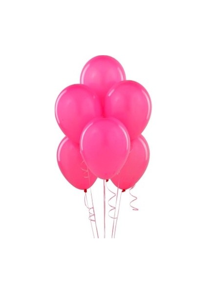 12 Adet Metalik Sedefli Fuşya (Ruby) Balon, Helyumla Uçan-Dogum Günü-Parti-Kaliteli Balon