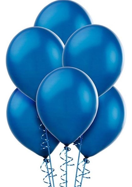 60 Adet Metalik Sedefli Koyu Mavi Lacivert Balon, Helyumla Uçan-Dogum Günü-Parti-Kaliteli Balon