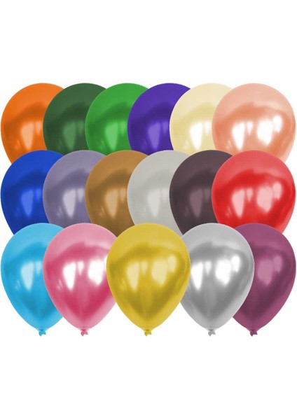 60 Adet Metalik Sedefli Karışık Balon, Helyumla Uçan-Dogum Günü-Parti-Kaliteli Balon