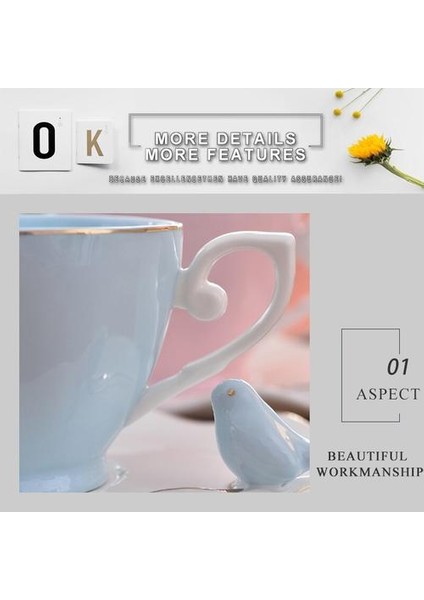 Renkli Toprak Kahve Fincanı ve Tabağı Seti Yaratıcı Seramik Çay Bardağı Öğleden Sonra Çay Seti Moda Çiçek Çay Bardağı (Yurt Dışından)