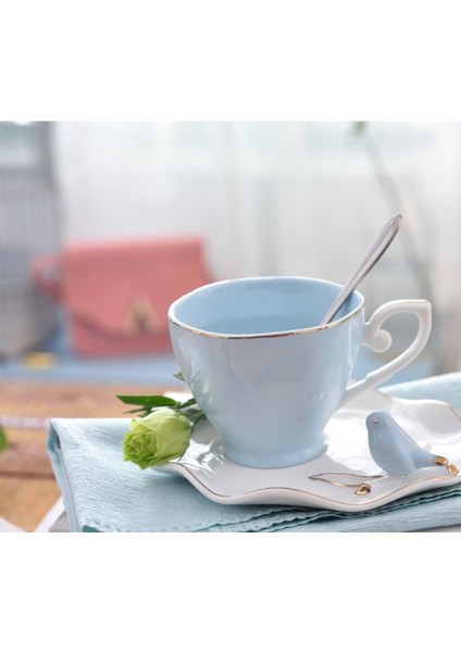 Renkli Toprak Kahve Fincanı ve Tabağı Seti Yaratıcı Seramik Çay Bardağı Öğleden Sonra Çay Seti Moda Çiçek Çay Bardağı (Yurt Dışından)