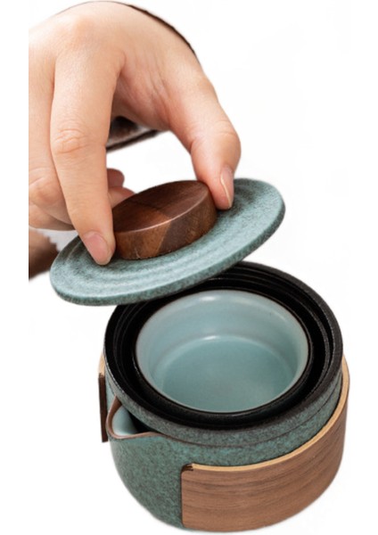 Kuai Ke Kupası Seyahat Çay Seti Taşıma Çantası Bir Pot Iki Bardak Tek Çaydanlık Açık Kung Fu Basit ve Kolay (Yurt Dışından)