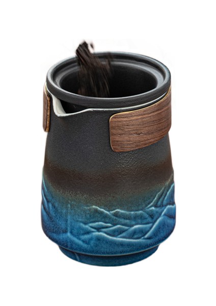 Elk Siyah Çömlekçilik Kuaı Ke Kupası Açık Seyahat Kung Fu Çay Seti Bir Pot Dört Bardak Seramik Çay Caddy Çaydanlık Hediye (Yurt Dışından)