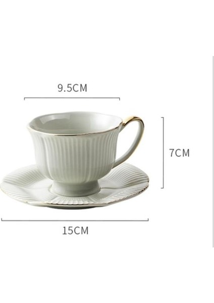 Yüksek Görünüm Seviyesi Kaşıkla Kahve Fincanı Seramik Kupası Butik Işık Lüks Vintage Kahve Fincanı ve Daire Seti | Kahve Kupası ve tabak Setleri (Yurt Dışından)