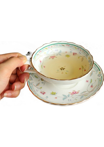 Çiçek Çay Sanat Hediye Kahve Fincanı Desen El Yapımı Kemik Çini Avrupa Kahve Fincanı Espresso Çevre Dostu Çay Fincanı | Kahve Kupası ve tabak Setleri (Yurt Dışından)