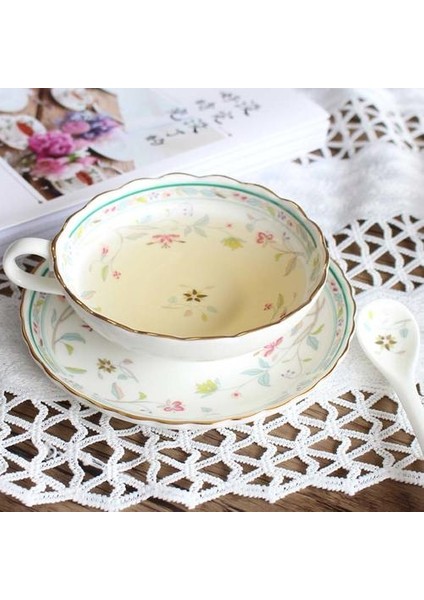 Çiçek Çay Sanat Hediye Kahve Fincanı Desen El Yapımı Kemik Çini Avrupa Kahve Fincanı Espresso Çevre Dostu Çay Fincanı | Kahve Kupası ve tabak Setleri (Yurt Dışından)