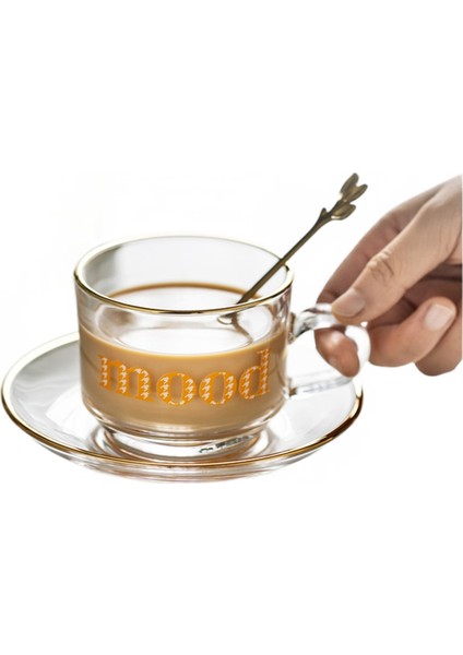 Desen Tasarımı Kahve Fincanı Latte Cam Tabağı ile Çevre Dostu Espresso Çay Bardaklar Sunucer Seti Seyahat Çay Fincanı | Kahve Kupası ve tabak Setleri (Yurt Dışından)