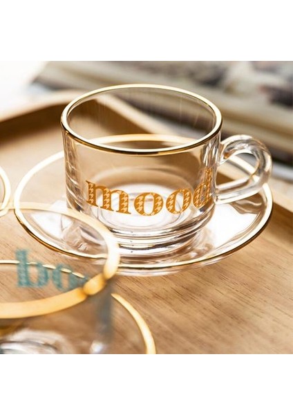 Desen Tasarımı Kahve Fincanı Latte Cam Tabağı ile Çevre Dostu Espresso Çay Bardaklar Sunucer Seti Seyahat Çay Fincanı | Kahve Kupası ve tabak Setleri (Yurt Dışından)