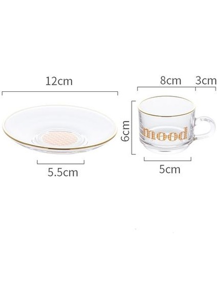 Desen Tasarımı Kahve Fincanı Latte Cam Tabağı ile Çevre Dostu Espresso Çay Bardaklar Sunucer Seti Seyahat Çay Fincanı | Kahve Kupası ve tabak Setleri (Yurt Dışından)