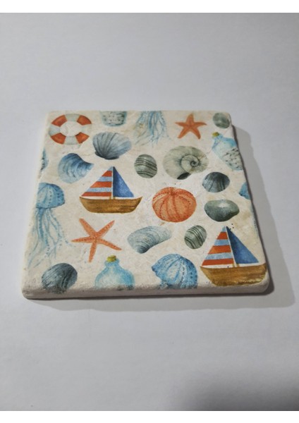 Dekoratif Figürlü Doğal Taş Gider Kapağı Banyo Süsü Tekli 10x10 Cm