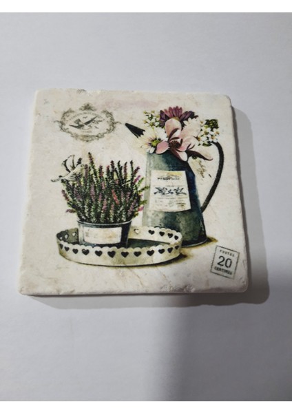 Dekoratif Figürlü Doğal Taş Gider Kapağı Banyo Süsü Tekli 10x10 Cm