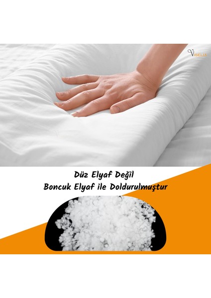 Yastık Boncuk Elyaf Antibakteriyel Uyku Yastığı Pamuklu Dikişli 1000 gr + Pamuklu Fermuarlı Kılıf