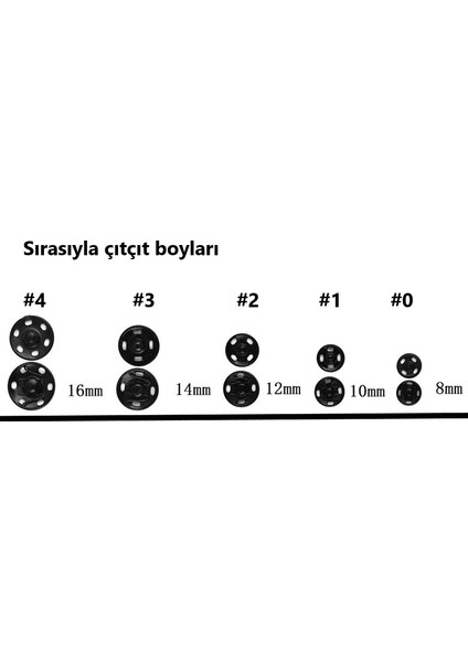 Metal, Dikmeli Çıtçıt Düğme No0 (8mm) 36 Adet