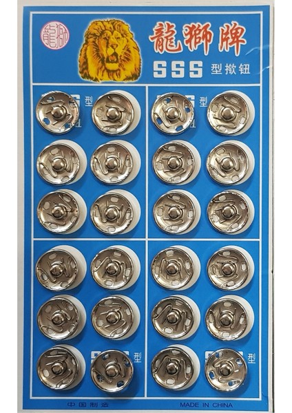 Metal, Dikmeli Çıtçıt Düğme No3 (14MM) 24 Adet
