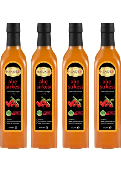 Alıç Sirkesi 500 ml x 4 Adet Doğal Fermantasyon Içilebilir Katkısız