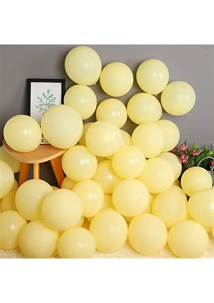 12 Adet Sarı Renk Soft Makaron Balon-Pastel-Soft Balon-Dogum Günü Parti Balonları