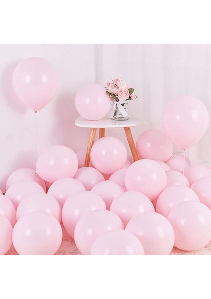 100 Adet Pembe Soft Renk Pastel Balon-+ Balon Zinciri Balon Bandı Hediye