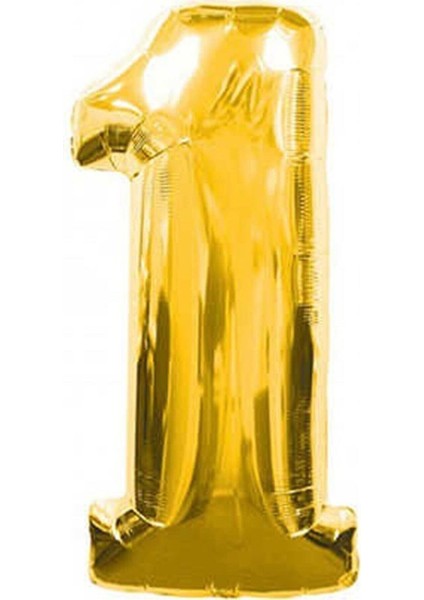 1 Yaş Rakam Folyo Balon 40 cm 16 Inç -Gold(Altın) Renk Folyo Balon