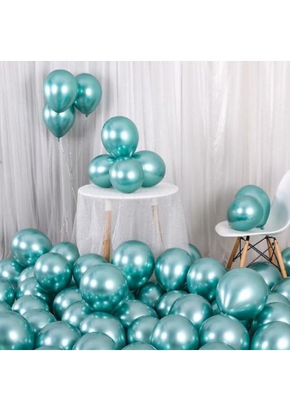 50 Adet Yeşil Krom Balon (Aynalı Balon) 1 Kalite Krom Balon Aynalı Balon Helyum Uyumlu