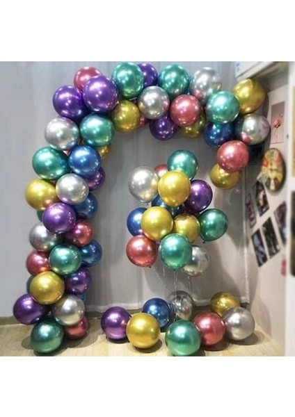 50 Adet Mavi - Mor Krom Balon (Aynalı Balon) 1 Kalite Krom Balon Aynalı Balon 5 Metre Balon Zinciri