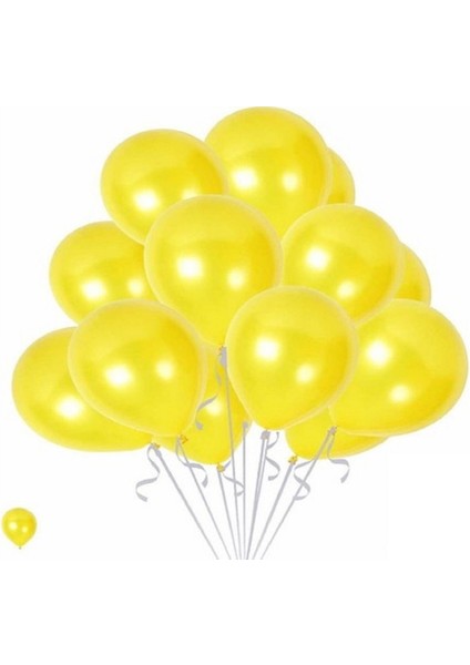 75 Adet Metalik Sedefli Sarı Balon, Helyumla Uçan-Dogum Günü-Parti-Kaliteli Balon